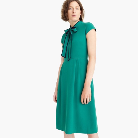 nwt j.crew  tie neck dress in 365 crepe 4P - Picture 4 of 12